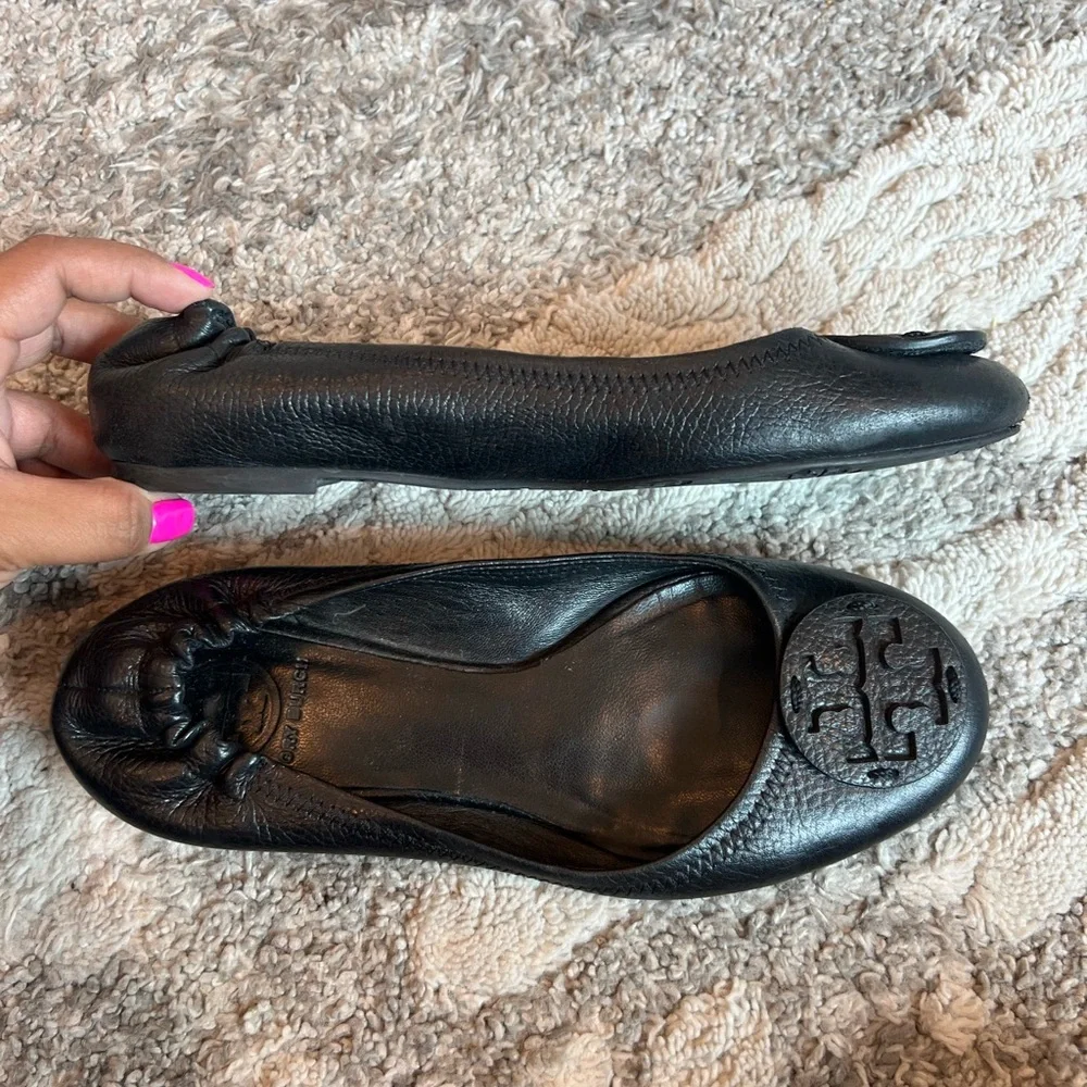 Tory Burch black leather Reva ballet flats - Picture 3 of 14